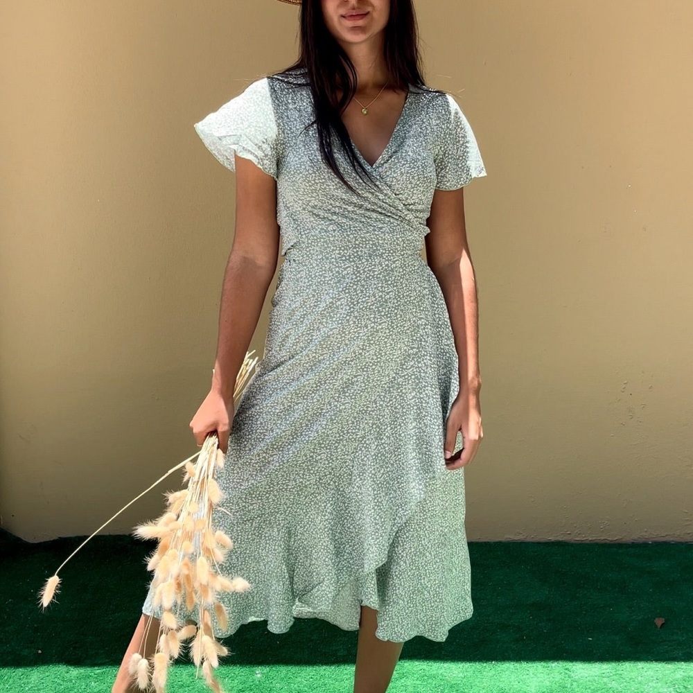 Green floral Midi Dress